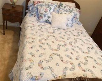 Vintage Double Bed, Nightstand and Lamp