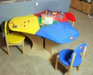 Child's Lego Table with 3 Chairs
