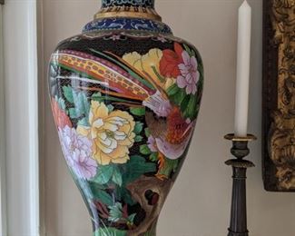 LOVE the colors in this large pair of cloisonne vases!