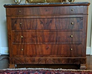 Close-up of the gorgeous Luis Philippe walnut chest. 