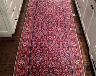 Vintage Persian hand-woven wool Malayer runner, measures 3' 5" x 13' 5".