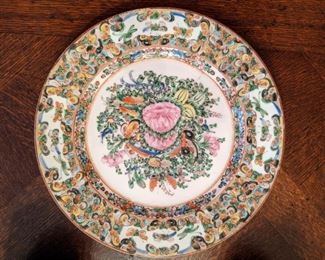 Close-up of the Rose Canton china plate.