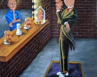 Hmm, whom shall I be today? Original oil on canvas, by Byron M. Ray.