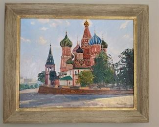 Nicely framed original oil on canvas, "Red Square" by Russian artist, Dmitriy Proshkin.