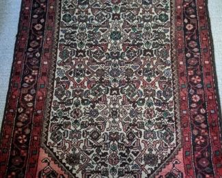 Vintage Persian hand-woven wool Lilihan Sarouk rug, measures 3' 4" x 4' 10".