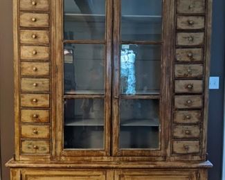 LARGE Antique French Display Cabinet, measuring 7' 7"T x 5' 6"W x 16"D, original cost? Over $10K - it's the real deal!