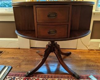 Close-up of the revolving mahogany library table.