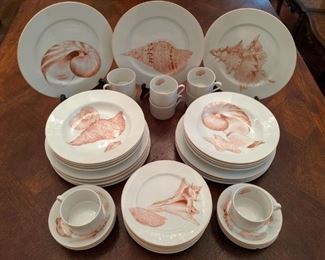42-piece set of Fitz & Floyd "Coquille" china, active pattern 1977 - 1992.