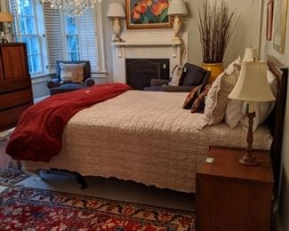 Supremely comfortable vintage queen size walnut bedroom suite, by Dillingham's Furniture Co. - part of their "Esprit" collection, designed in 1970, by Merton Gershun.