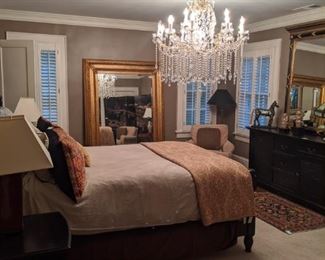 Master bedroom, with contemporary black wood bedroom suite.