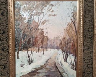 Nicely framed, original oil on canvas, by Russian artist Ralif Ahmetsin.