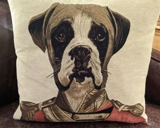Belgian tapestry pillow, w/down insert.