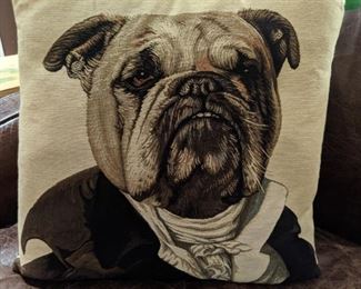 Belgian tapestry pillow, w/down insert.