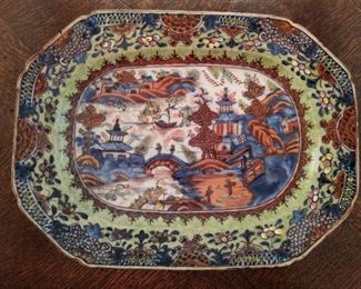 LOVE the colors in this antique octagonal Asian porcelain platter.