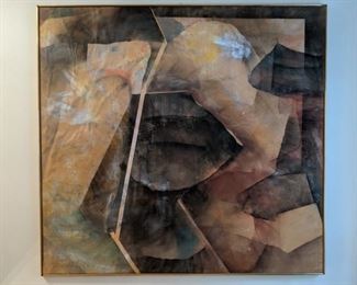 Large, contemporary watercolor, by GA State art professor, Jim Thompson, 1976; measures 5' 5" x 6'.