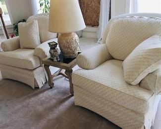 spotless Broyhill white upholstered chairs
