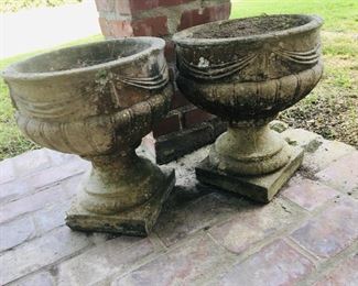 large concrete urns