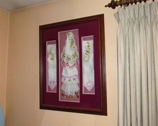 Vintage Framed Handkerchiefs 