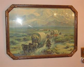 Vintage Framed Wagon Train