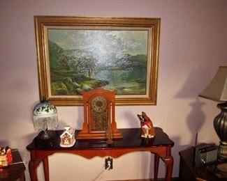 Vintage Lamp, Sofa Table, Vintage Clock