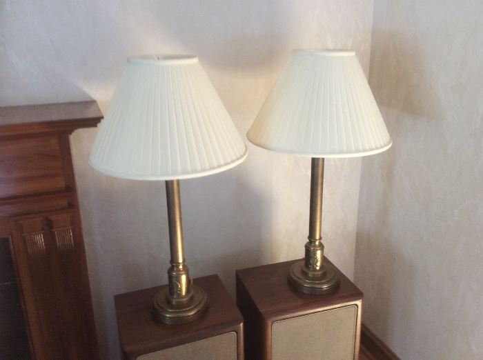 pair of brass lamps. $ 95.00