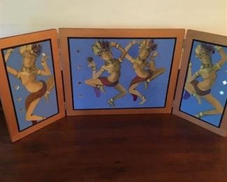 Triptych Balinese dancers open