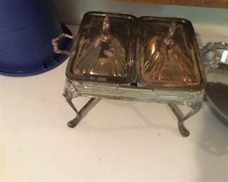 Silver plate buffet server with double liners