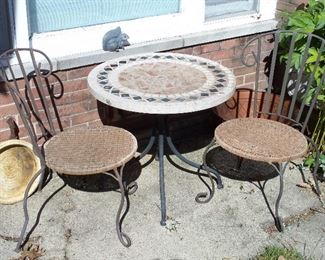 Stone mosaic garden bistro set