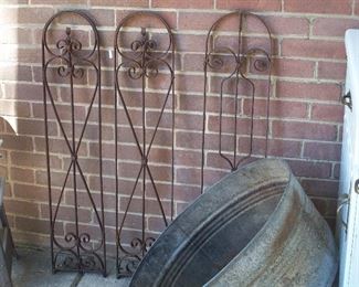 Antique wrought iron fence sections