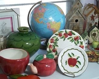 Vintage globe, apple decor