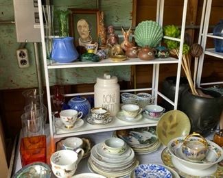 Lots of vintage and eclectic pottery and decor.