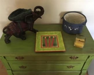 3 drawer chest with decor on top 