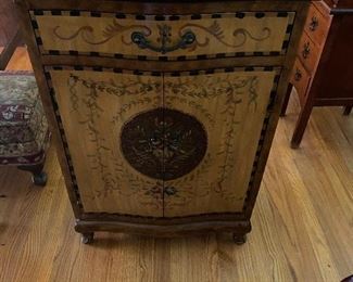 Cabinet with scroll work - black top 