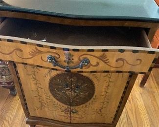 Drawer to Cabinet with scroll work - black top 