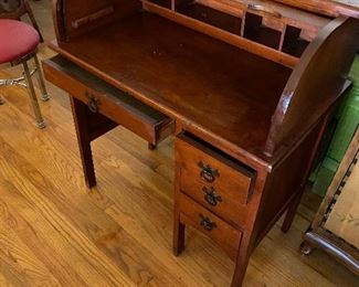 Small roll top desk with top open