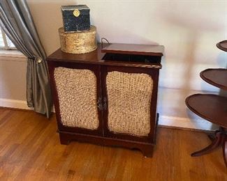 Vintage Record Cabinet - top opens and one side opens