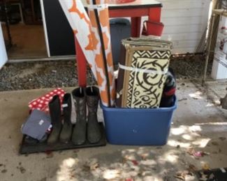 Rugs, tablecloths, boots, etc