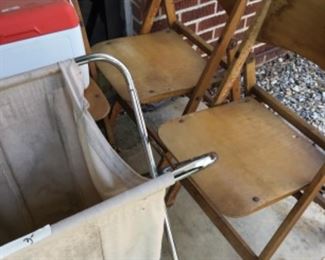 3 wooden folding chairs 