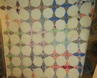 Full Size hand stitched quilt - some stains