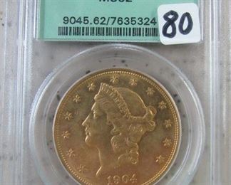 PCGS 1904 Gold $20.00 Coin