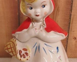 1940's - 1950's  Little Red Riding Hood Cookie Jar Made By Hull