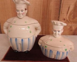 1940's - 1950's White Cream of Wheat Fat Chef Cookie Jar & Grease Jar