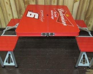 Metal Budweiser Fold Out Table w/Benches