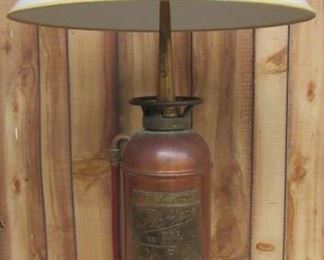 Fire Extinguisher Lamp (Has Brass Fire Hose Nozzle on Top of Extinguisher) 