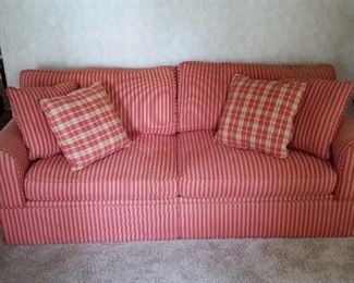 Emerald-Craft stripe sofa and loveseat