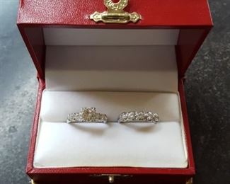 Women's Platinum Diamond Wedding Ring and Band