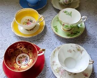 Aynsley and other tea cups and saucers