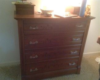 Antique solid cherry dresser measures 41" wide x 18" deep x 44" tall.  Presale $125