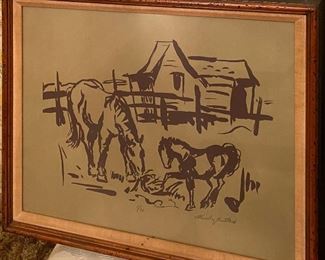 Signed & Numbered 5/50 Portfolio Lithographs by Emily Rutland.  Art Collection Depicting Scenes from Farm Life in the Early & Middle 20th Century.  Farm Animals & Landscapes of South Texas.
