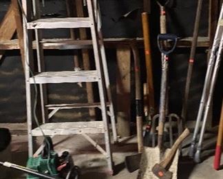 Assorted Tools, Aluminum Ladder, Shop Vac, Yard Tools, Mosquito Fogger